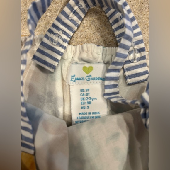 Emma's Garden Blue & Mustard Floral Romper 3T - Picture 3 of 3